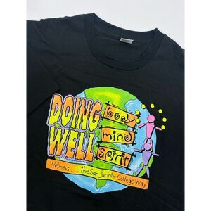 VTG San Jacinto College Black T Shirt XL Single Stitch SJC Short‎ Sleeve USA